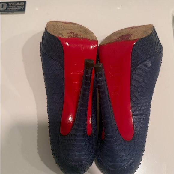 Christian Louboutin Blue Python Platform Heels - Picture 8 of 8